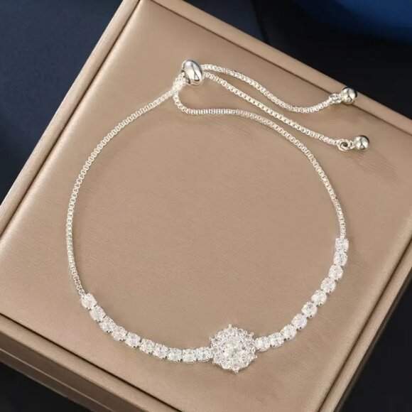 925 Sterling Silver Womens 2ct Diamond Adjustable Tennis Bracelet Ladies Jewelry - Picture 3 of 5